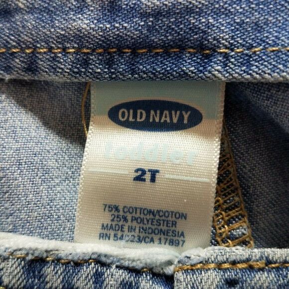 OLD Navy Girls Blue Distressed Denim Bib Overalls Dress 2T Toddler - Picture 10 of 11